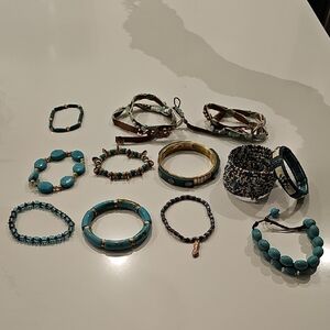 Turquoise and Brown Beaded Bracelet Set